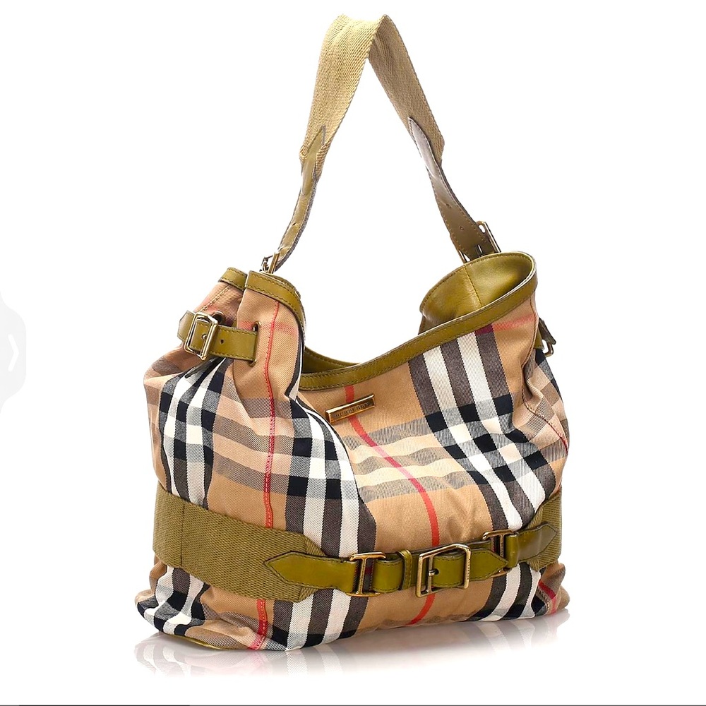 Authentic Burberry  House Check Canvas & Leather Details